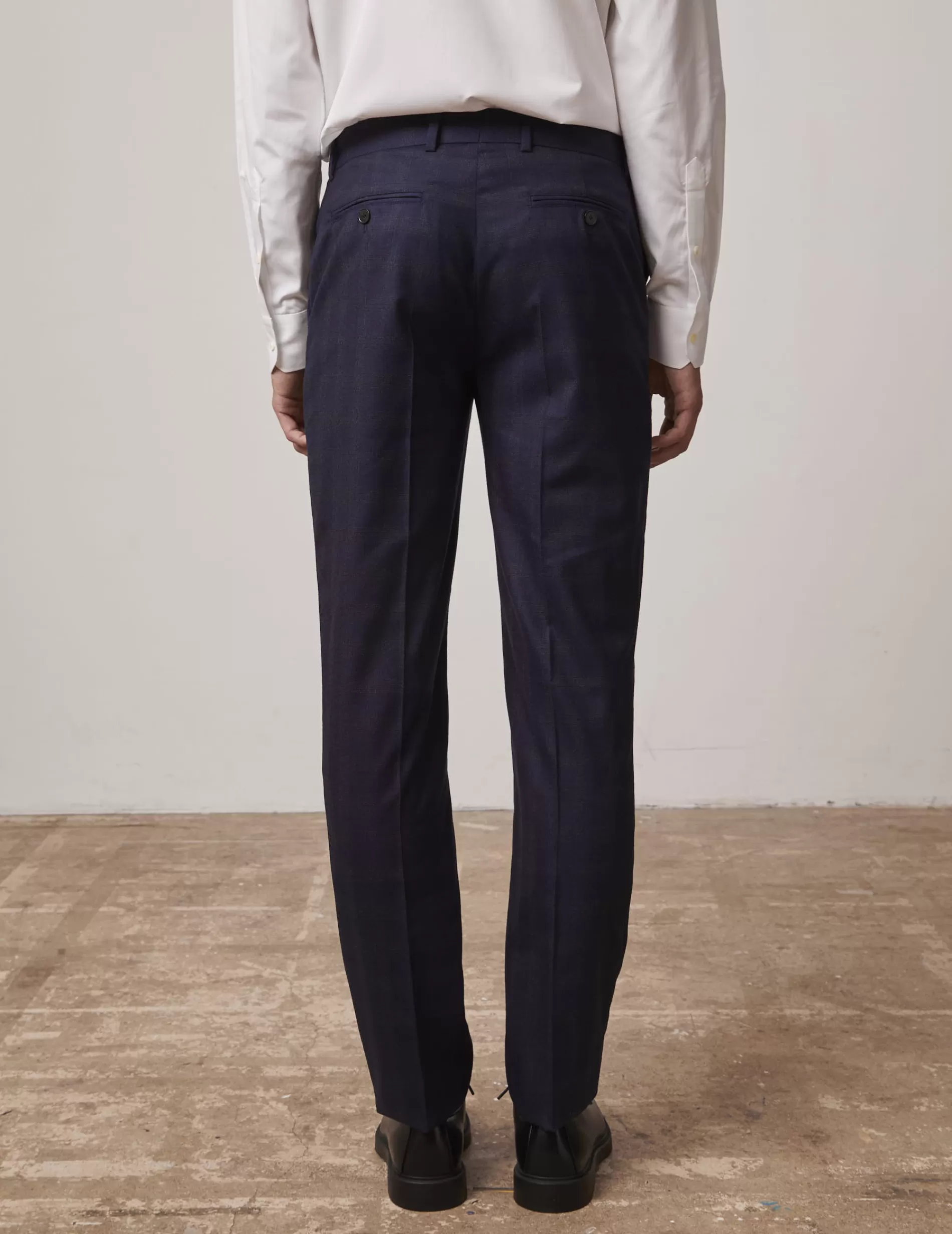 Figaret Paris Suits | Trousers | Pantalon De Costume Greyson En Toile De Laine à Carreaux Bleu Marine