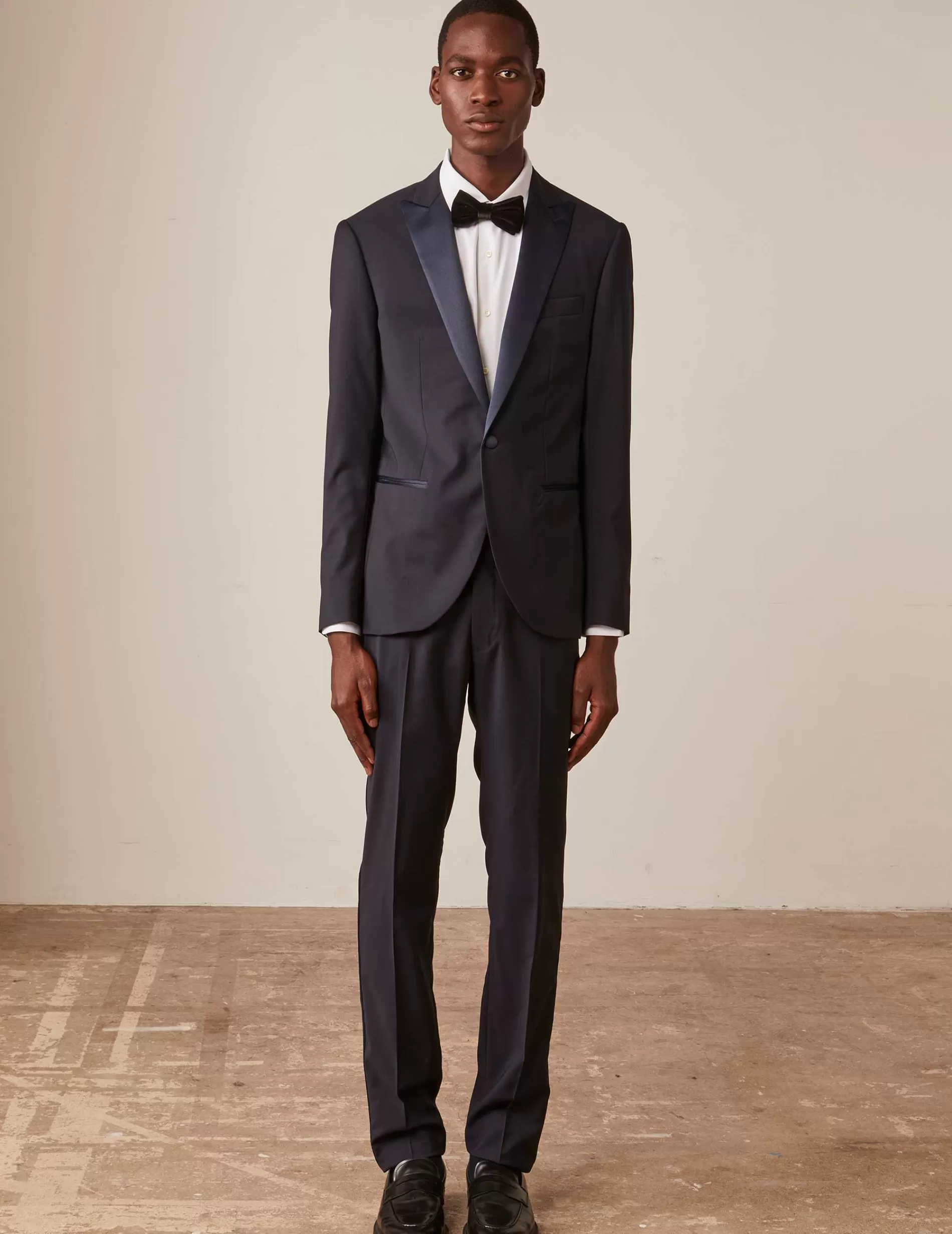 Figaret Paris Suits | Trousers | Pantalon De Smoking Fabrice En Toile De Laine Bleu Nuit