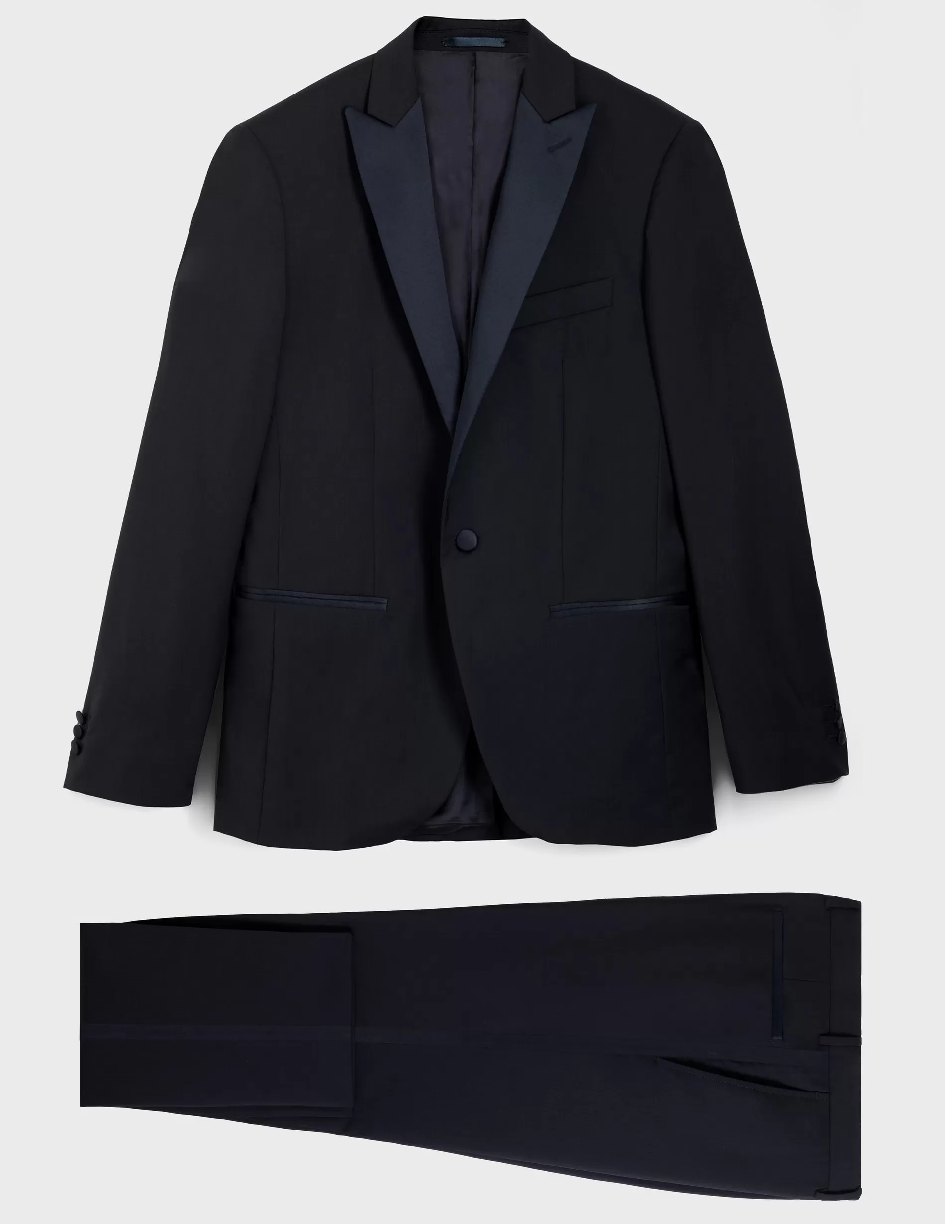 Figaret Paris Suits | Trousers | Pantalon De Smoking Fabrice En Toile De Laine Bleu Nuit