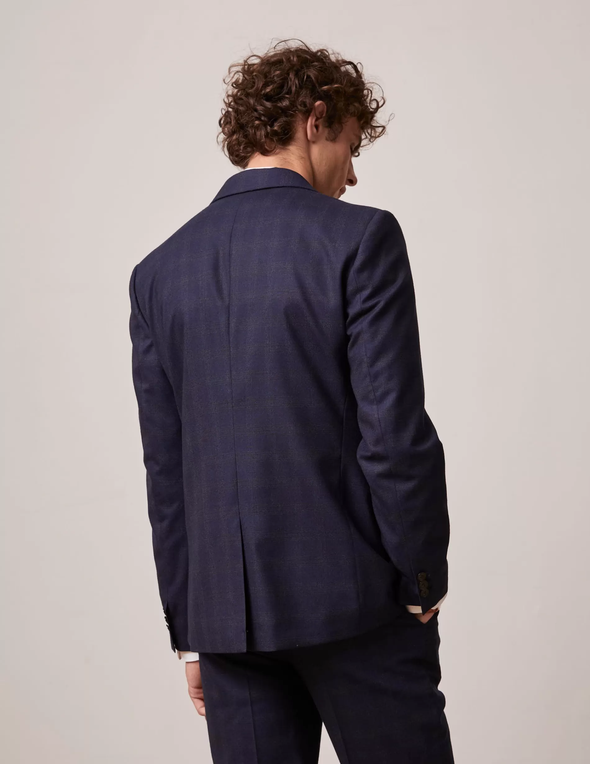Figaret Paris Outerwear | Suits | Veste De Costume Gordon En Toile De Laine à Carreaux Bleu Marine