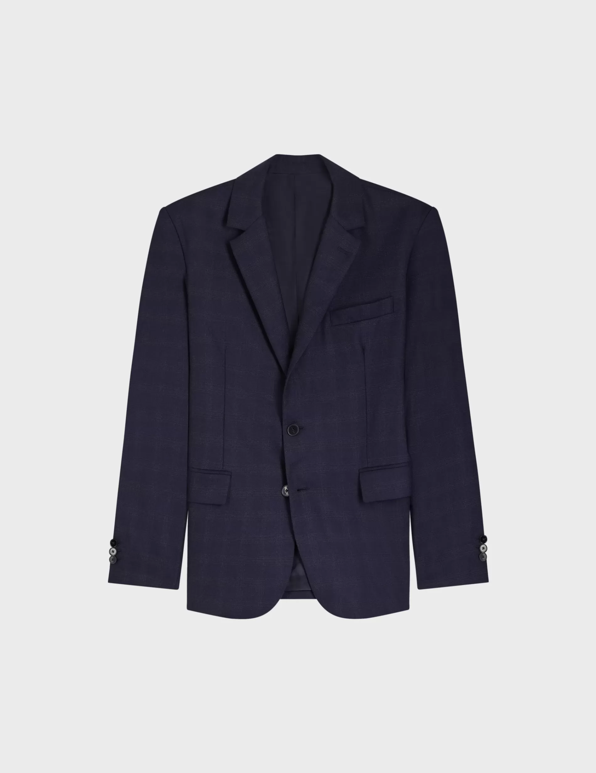 Figaret Paris Outerwear | Suits | Veste De Costume Gordon En Toile De Laine à Carreaux Bleu Marine