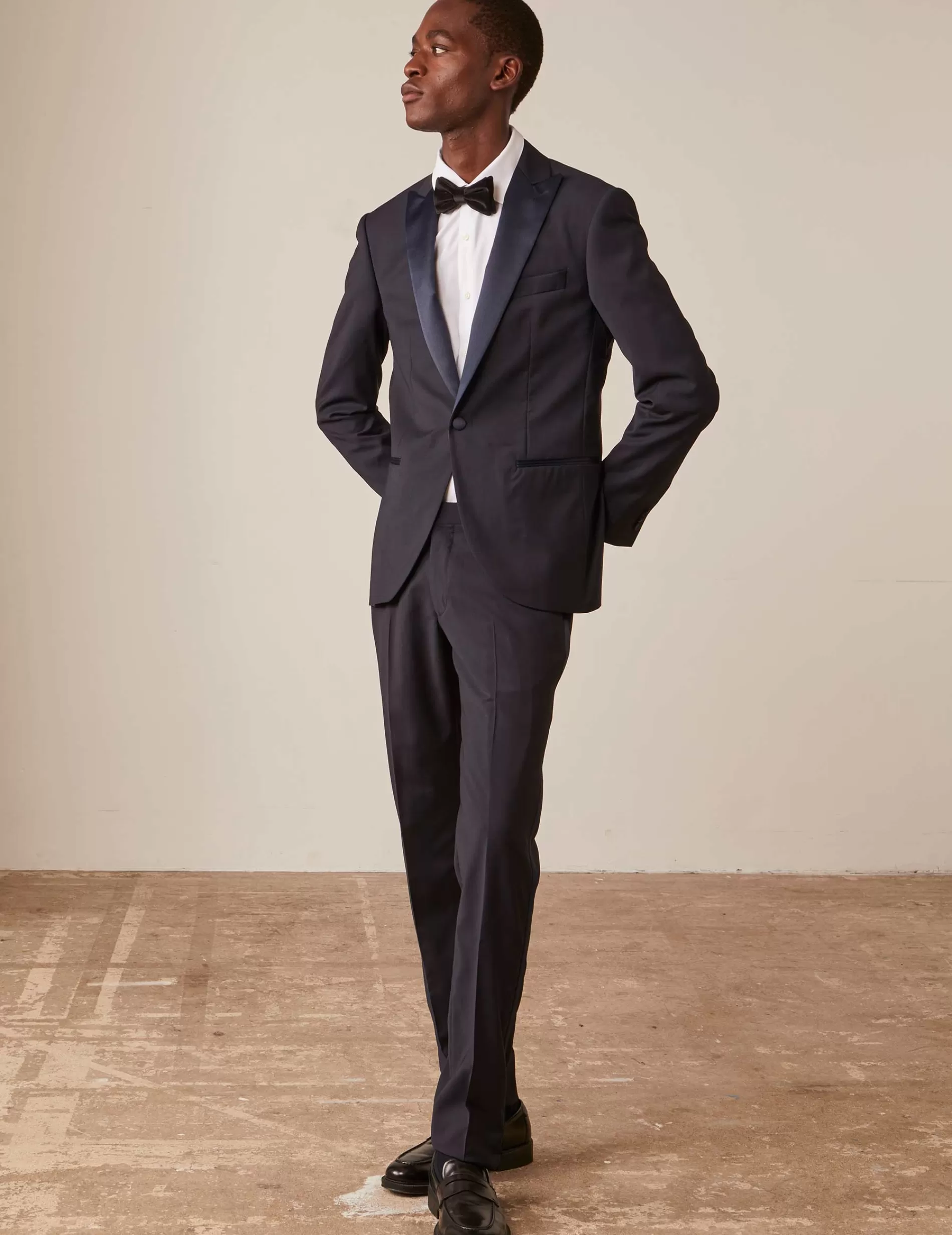 Figaret Paris Suits | Veste De Smoking Franck En Toile De Laine Bleu Nuit