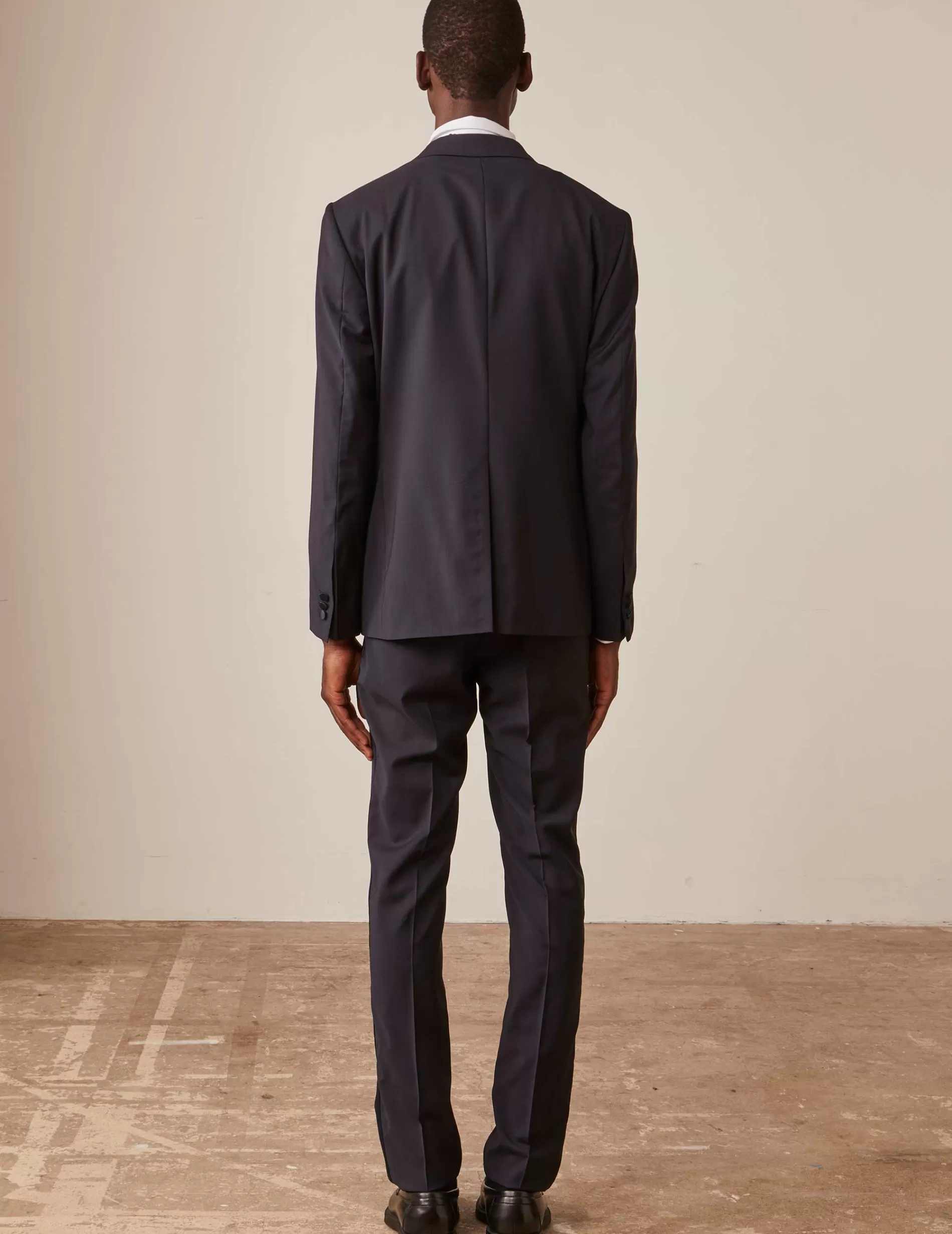 Figaret Paris Suits | Veste De Smoking Franck En Toile De Laine Bleu Nuit