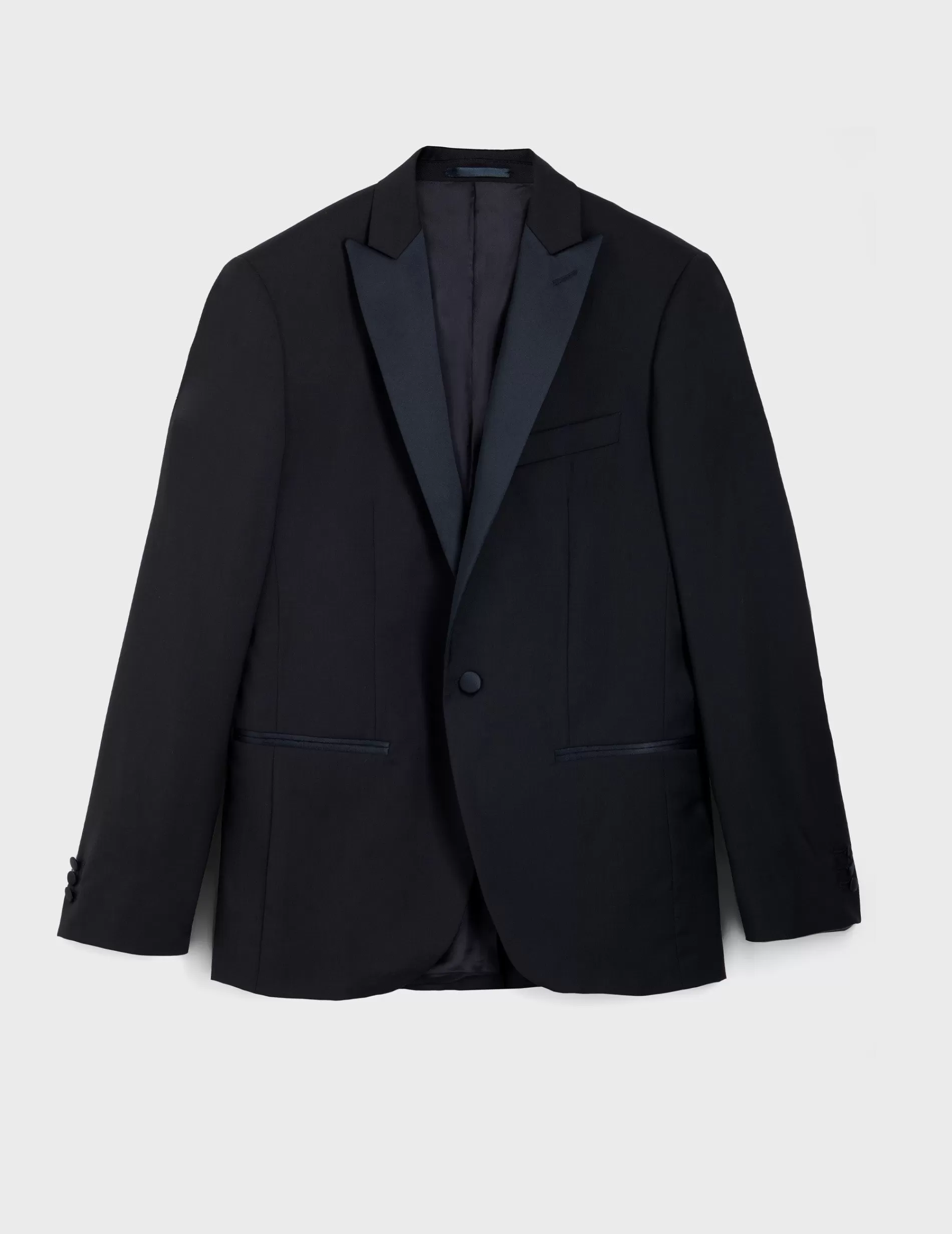 Figaret Paris Suits | Veste De Smoking Franck En Toile De Laine Bleu Nuit